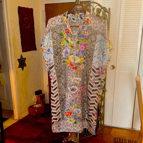 Johnny Was Multicolor Silk Boho  Floral Maxi Dress - Picture 1 of 8